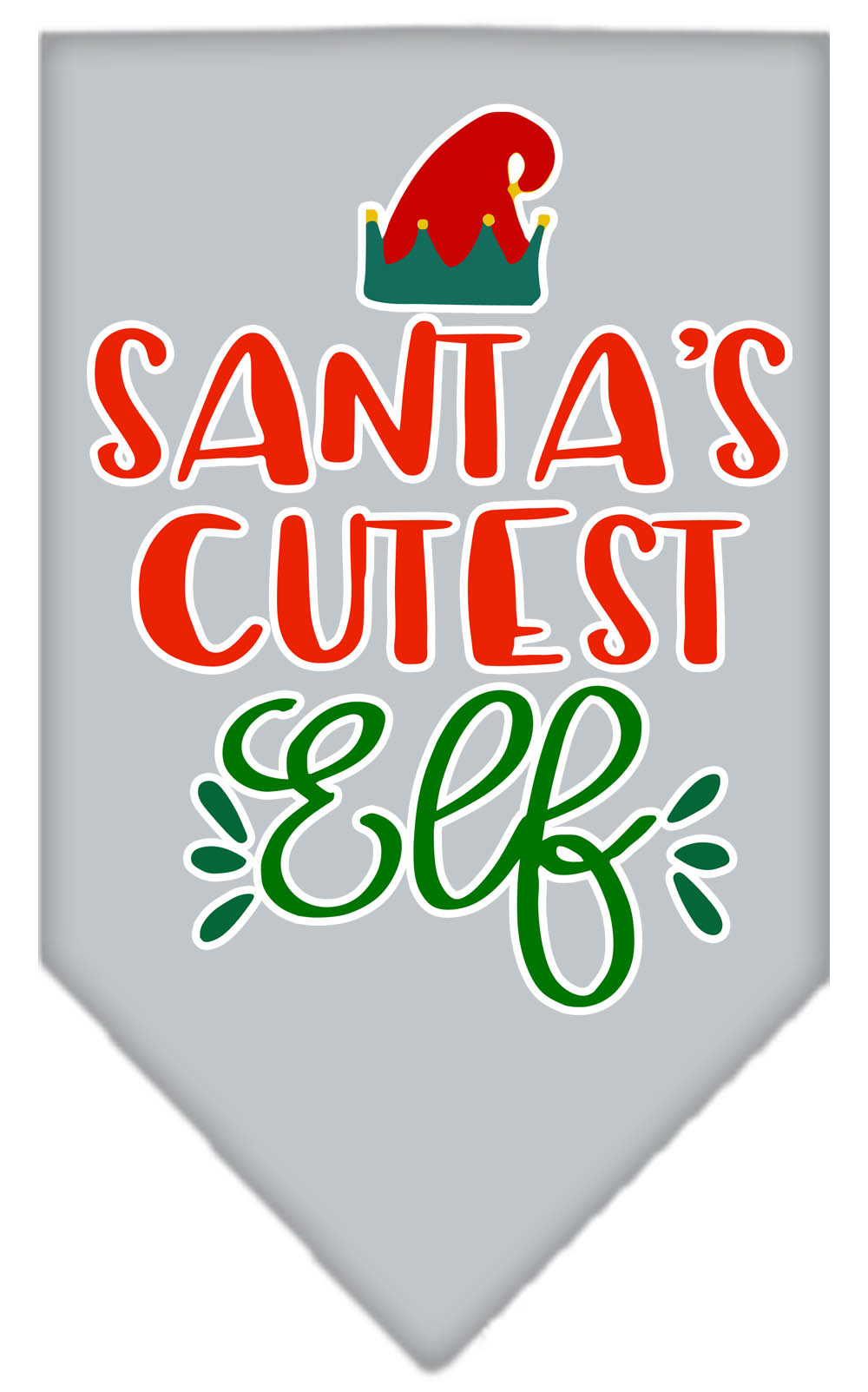 Santa's Cutest Elf Screen Print Bandana Grey Large